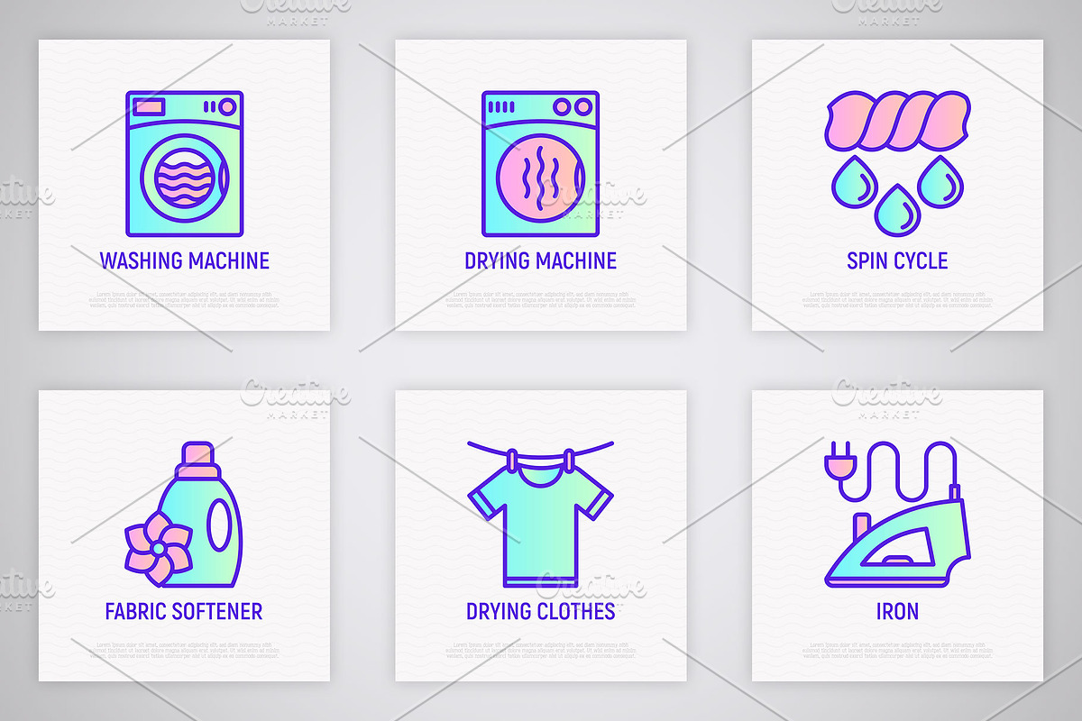 Laundry Service | 16 Thin Line Icons, an Outline Icon by Alex Blogoodf (Photo 5 of 11)