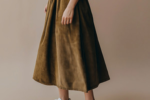 Casual Midi Skirt with Sneakers, a Person Photo by Ocean Digital Art
