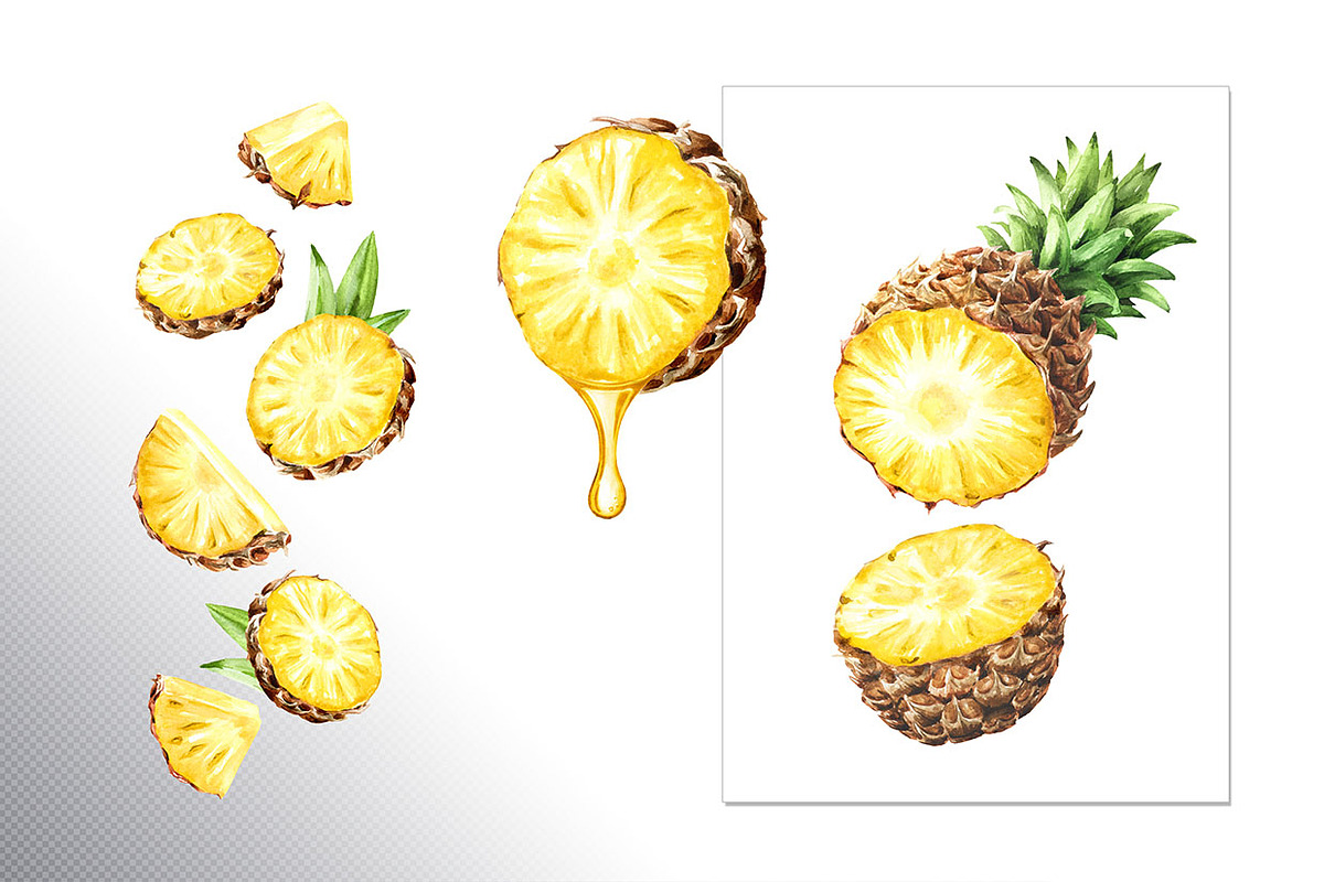 Tropical Pineapple. Hand painted, a Food Illustration by Daria Ustiugova (Photo 10 of 28)