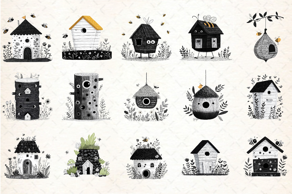 Bee House Clipart Set, an Illustration by DreamCafeArt (Photo 5 of 6)