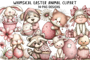 Whimsical Easter Animal Clipart, an Illustration by Daily.Designs