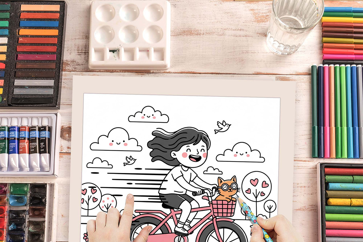 Cat Bestie Coloring Book Pages, an Illustration by one-touch (Photo 9 of 15)