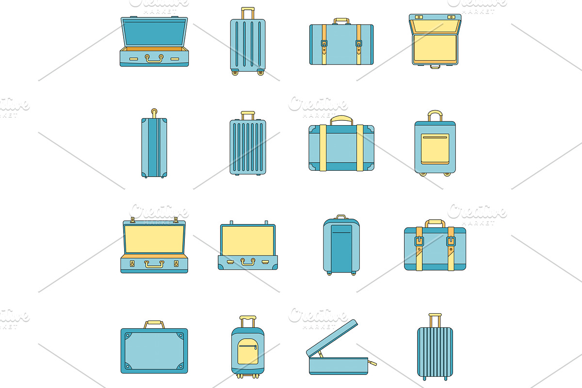 Suitcase travel luggage icons set, a Transportation Illustration by Ylivdesign