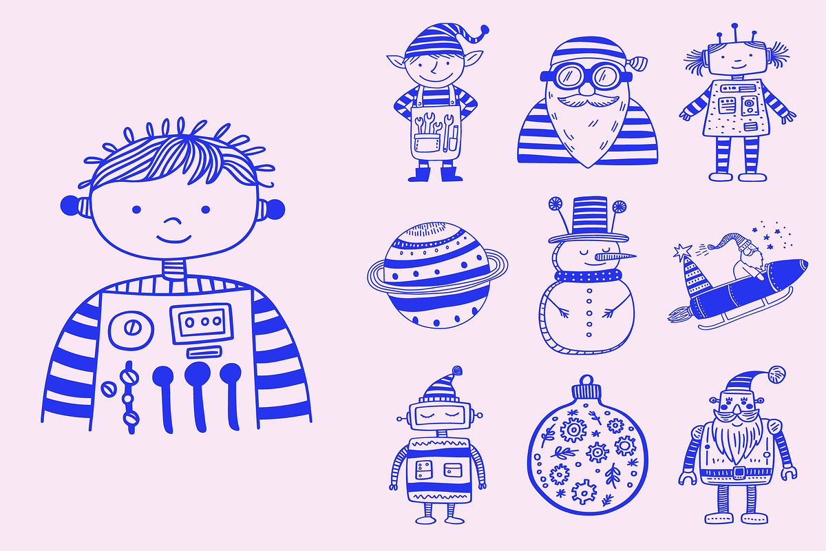 Futuristic Christmas Doodles, a Person Illustration by Danil Polshin