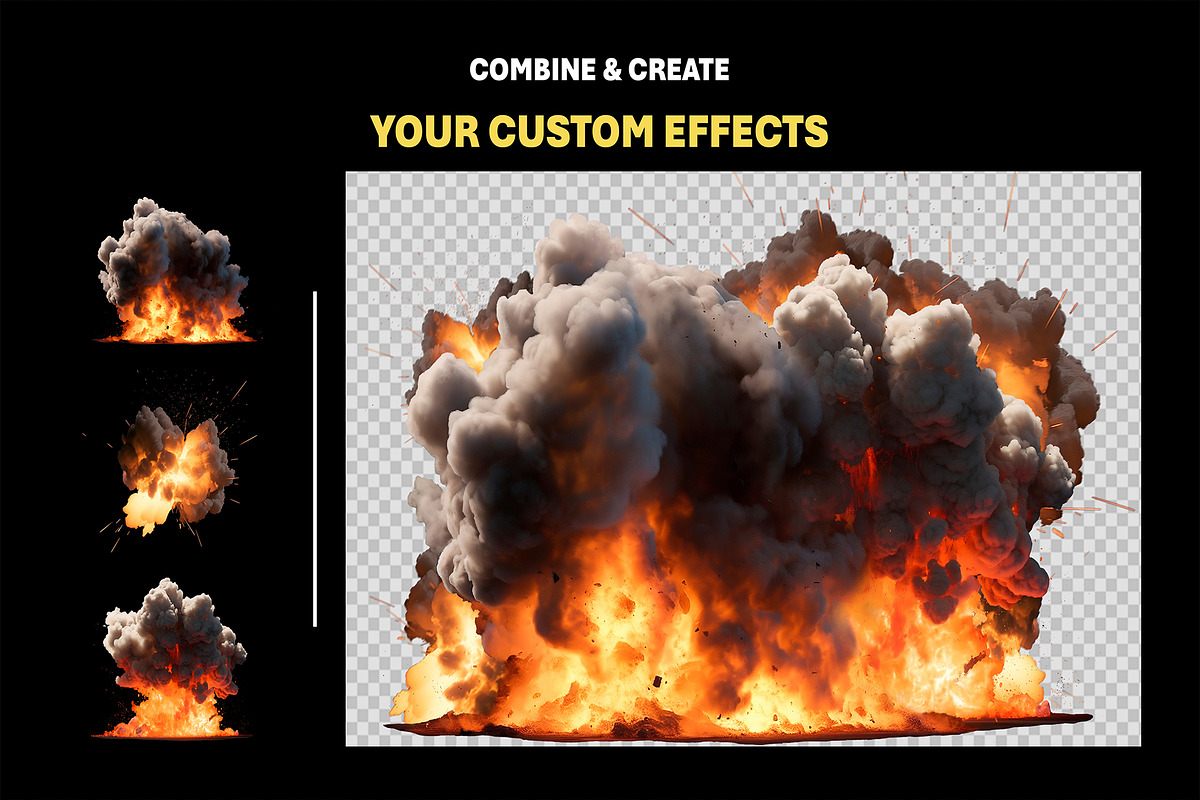 140+ Cutout Bomb Explosions Effects, an Object Graphic by Mikel Blazgad (Photo 6 of 9)