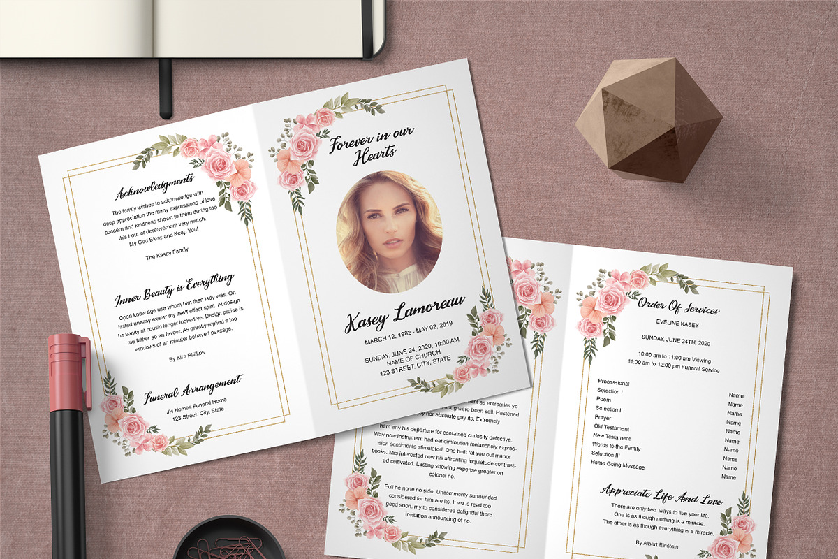 Memorial Program Template, an Invitation Template by TemplatesForest (Photo 1 of 3)