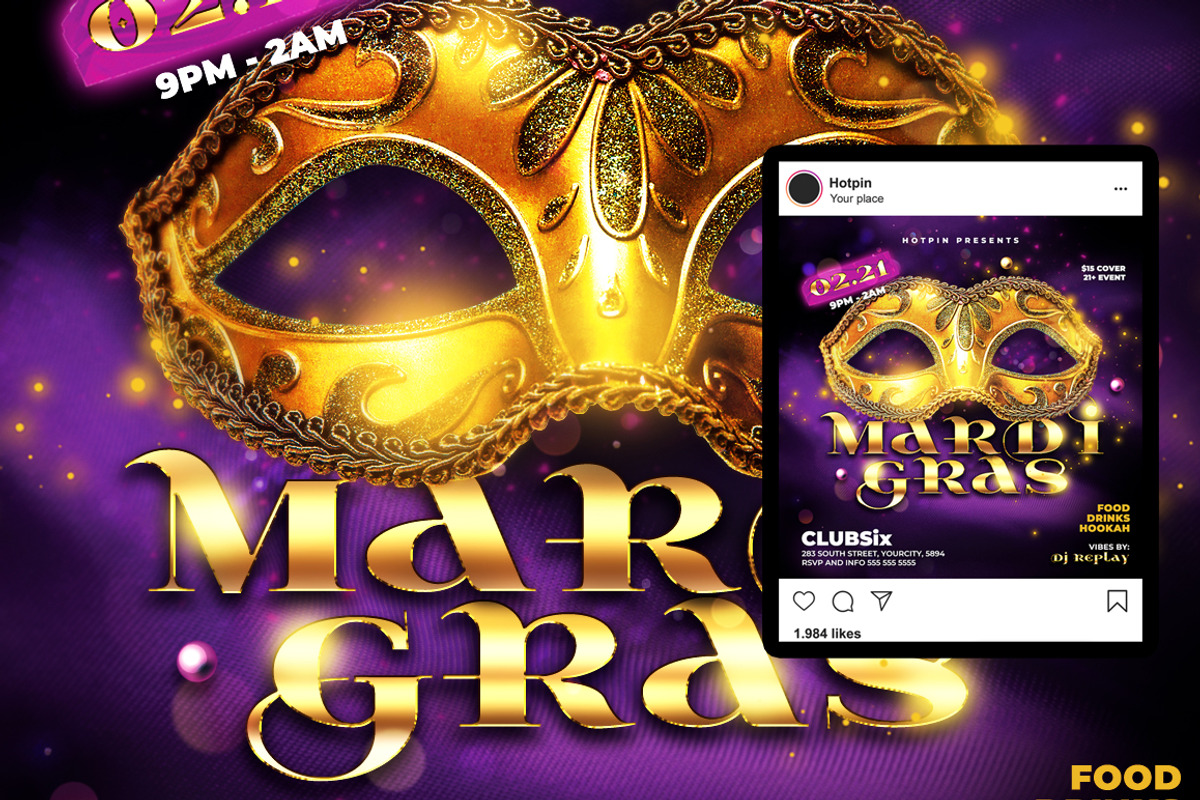 Mardi Gras Party Flyer Template, a Flyer Template by Hotpin (Photo 2 of 2)
