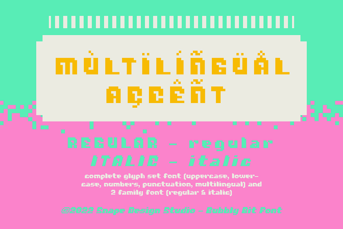 Bubbly Bit - Pixel Font, a Font by Snape Design Studio (Photo 3 of 5)