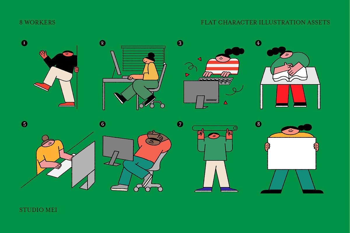 8 Workers - vector illustration, a Work Illustration by Studio Mei Design (Photo 2 of 4)