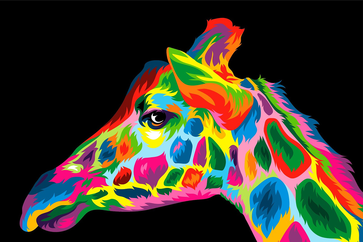 Giraffe colorful vector artwork, an Animal Illustration by weervector (Photo 2 of 2)