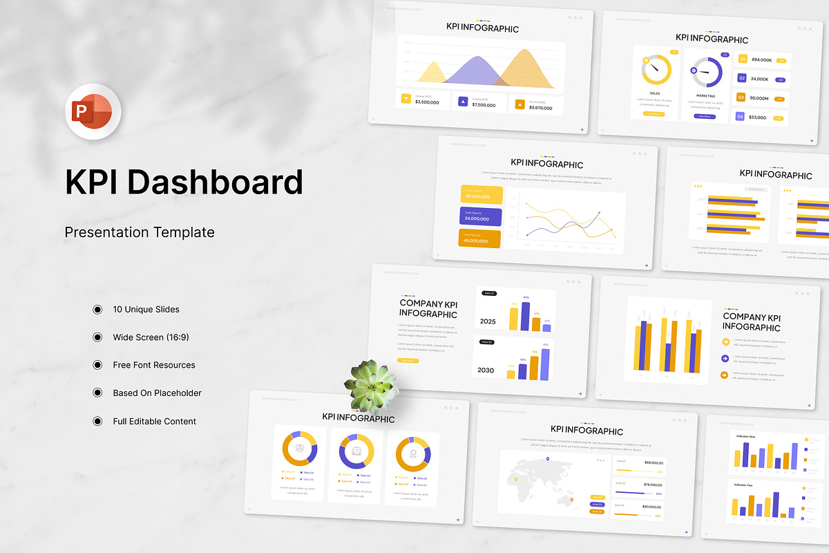 KPI Dashboard PowerPoint, a Presentation Template by Antstheme (Photo 1 of 3)