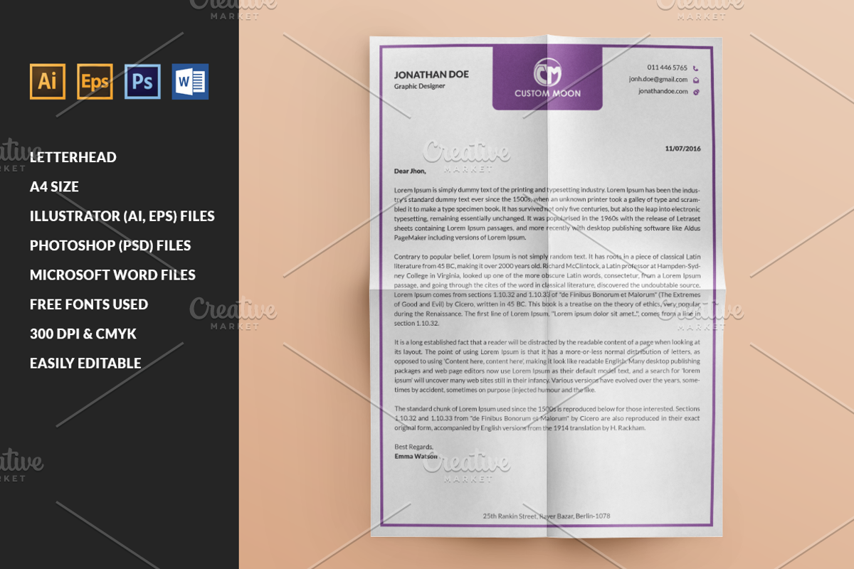 (32% Off) Simple & Clean Letterhead, a Stationery Template by Pentaclay (Photo 1 of 8)