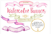 Watercolor banners clip art, a Texture Illustration by LABFcreations (Thumbnail 1 of 3)