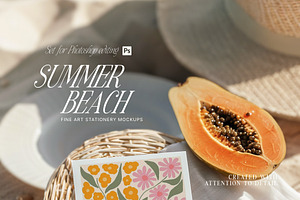 SUMMER BEACH Stationery Card Mockups