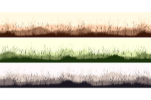 Meadow silhouettes with grass, an Object Illustration by 32pixels