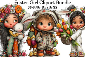 Easter Girl Clipart, an Illustration by Daily.Designs