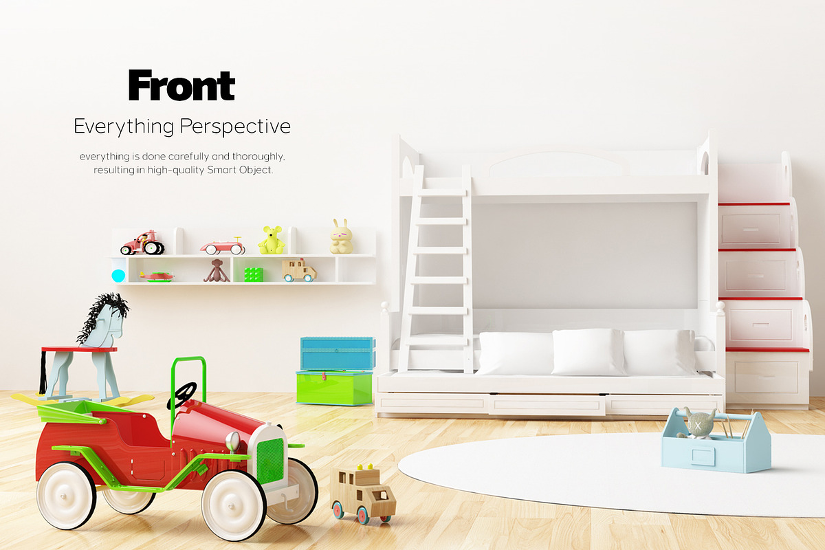 KID'S Bedroom Set Interior Mockups, a Books & Magazine Mockup by Kongkow (Photo 4 of 9)