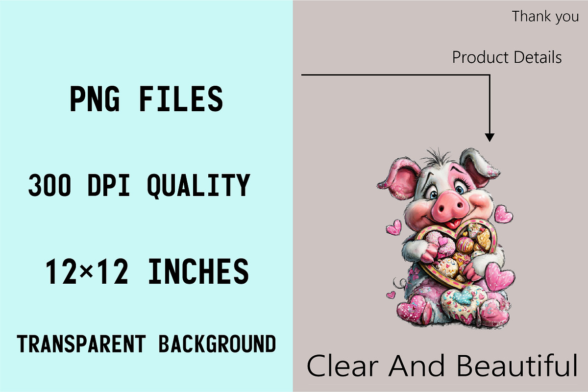 Quirky Valentine Pig Clipart, an Illustration by SVGArt (Photo 6 of 8)