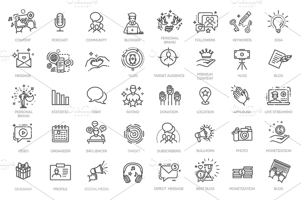 Blogger, Blogging, Blog icons set, a Technology Illustration by Tettygreen (Photo 1 of 3)