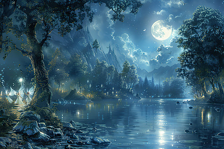 Tranquil beach at night with stars,, a Photo by LOGOCREATIVE
