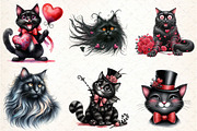 watercolor Black Cat Clipart, an Illustration by DreamCafeArt (Thumbnail 2 of 7)