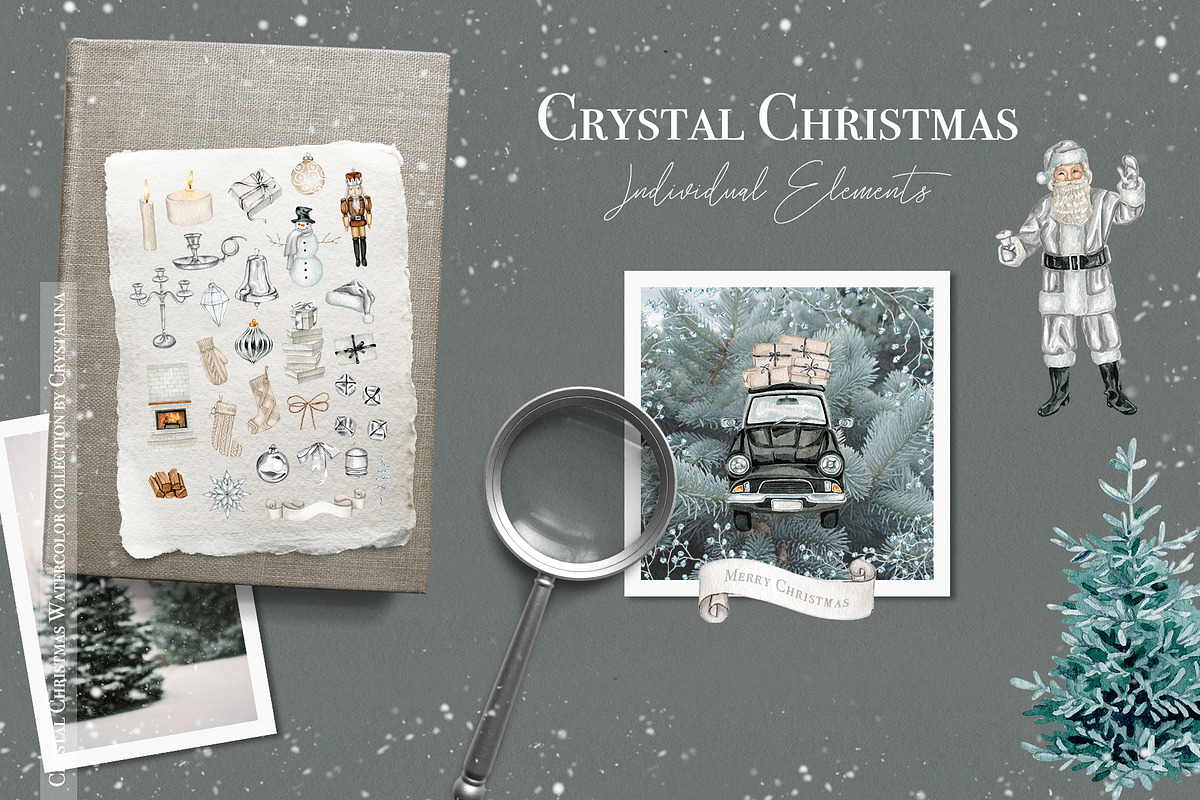 Crystal Christmas watercolor set, a Decorative Illustration by CrystalinaShop (Photo 18 of 18)