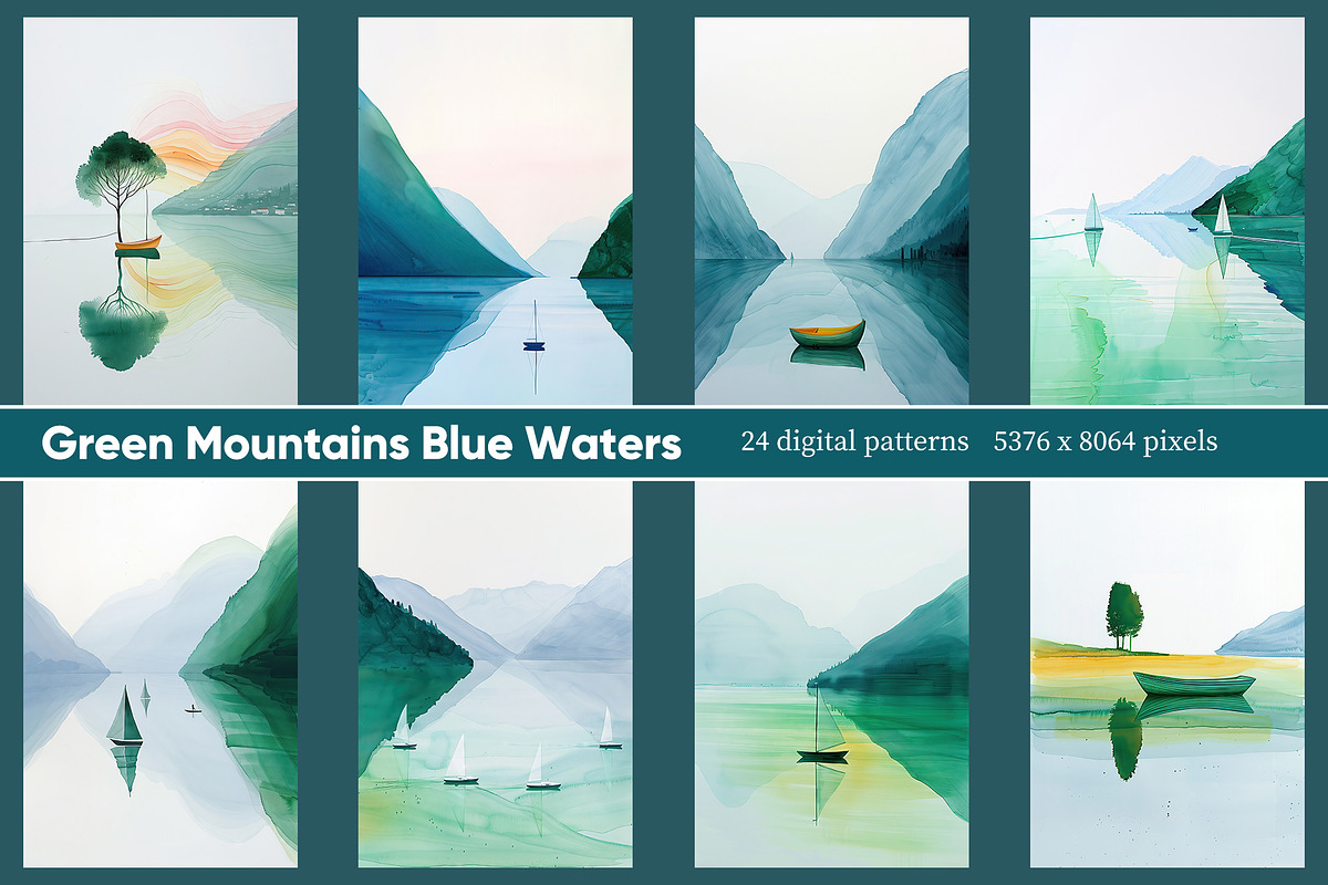 Green Mountains Illustrations, a Decorative Illustration by Housui Patterns (Photo 3 of 6)