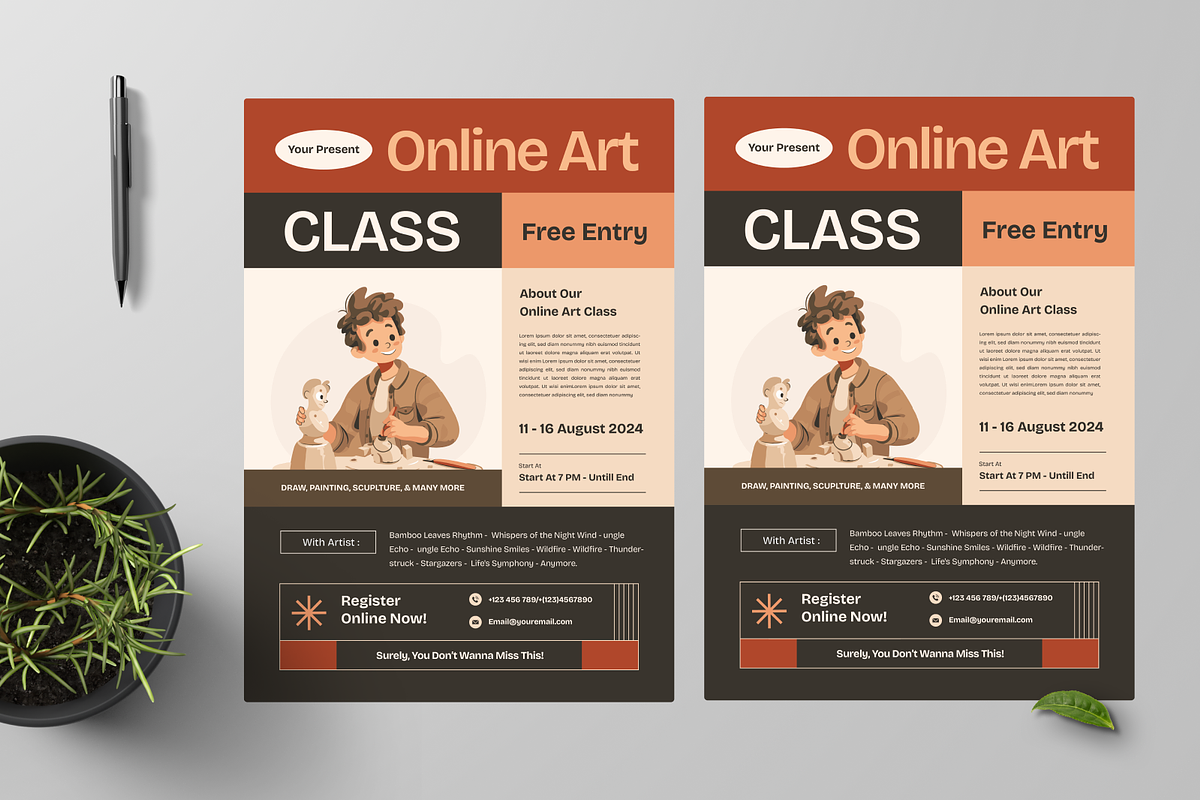 Online Art Class Flyer, a Flyer Template by Annora Studio (Photo 2 of 5)