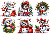 Funny Christmas snowman, a Seasonal Illustration by AnetArtStore (Thumbnail 2 of 7)