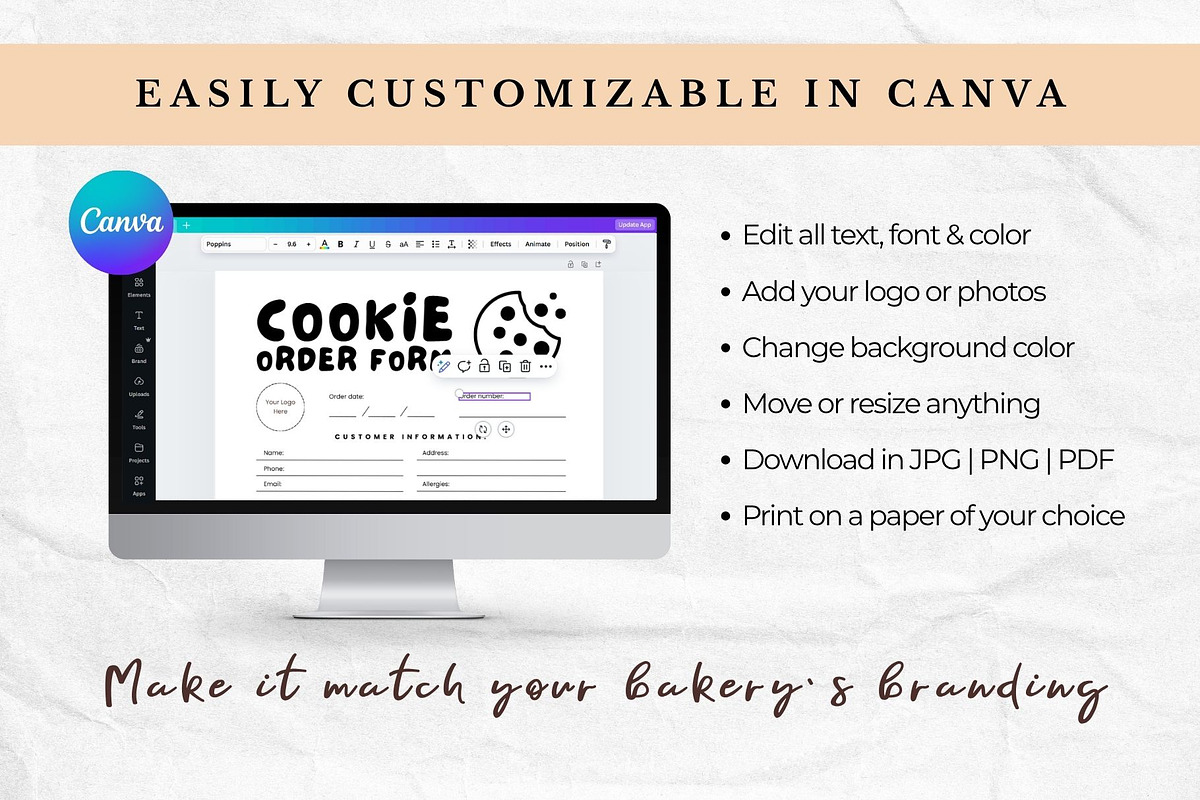 Cookie Order Form Editable Template preview 3