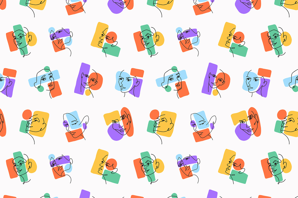 Abstract line faces seamless pattern, a Pattern Graphic by PaperTrident (Photo 5 of 11)