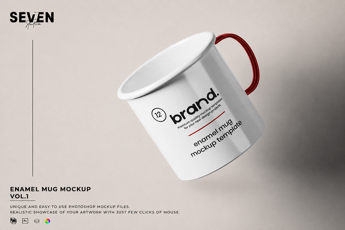 Floating Enamel Cup Mockup, a Cups & Container Mockup by Se٧enStudio (Photo 1 of 2)