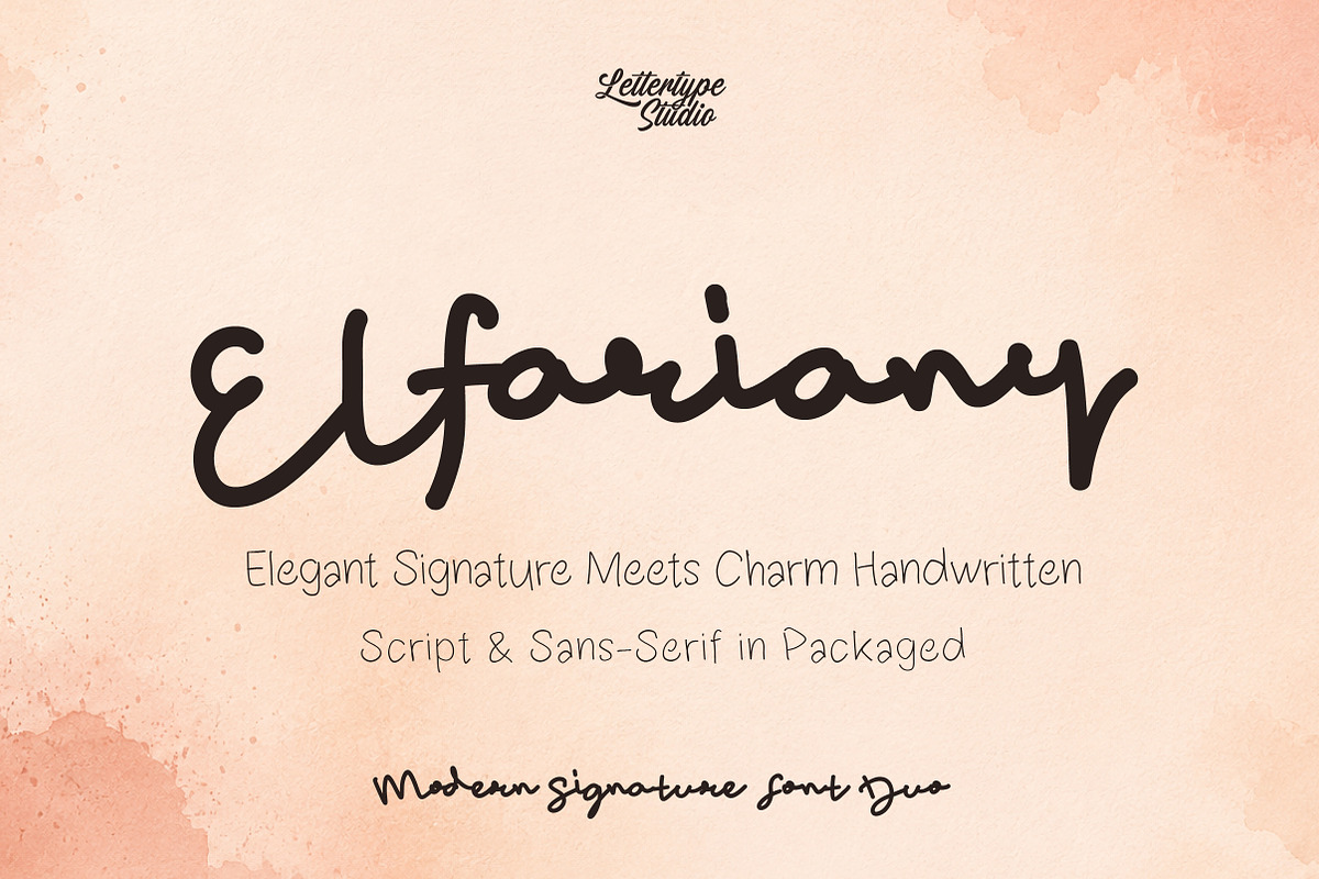 Elfariany Duo - Script & Sans-Serif, a Script Font by Lettertype Studio (Photo 1 of 14)