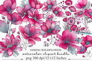 Whimsical Spring Wildflower Clipart, an Illustration by Designking (Thumbnail 1 of 5)