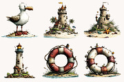 Watercolor Coastal Summer PNG, a Seasonal Illustration by Designworld (Thumbnail 3 of 10)