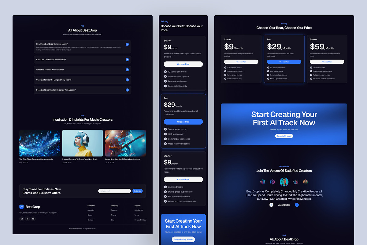 AI Music Generator Website UI Figma, an UI Kit Template by peterdraw (Photo 5 of 7)