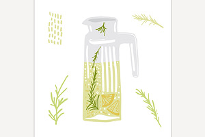 Homemade water with rosemary lemon, a Food Illustration by Anna's Shop