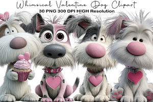 Whimsical Valentine Dog Clipart, an Illustration by Black Bird Studio