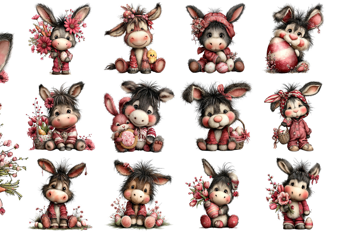 Quirky Easter Donkey Clipart, an Illustration by DreamArtGraphic (Photo 4 of 4)
