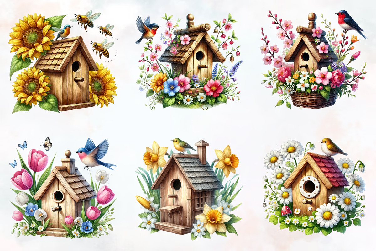 Spring bird house clipart, an Illustration by RobertsArt (Photo 4 of 7)