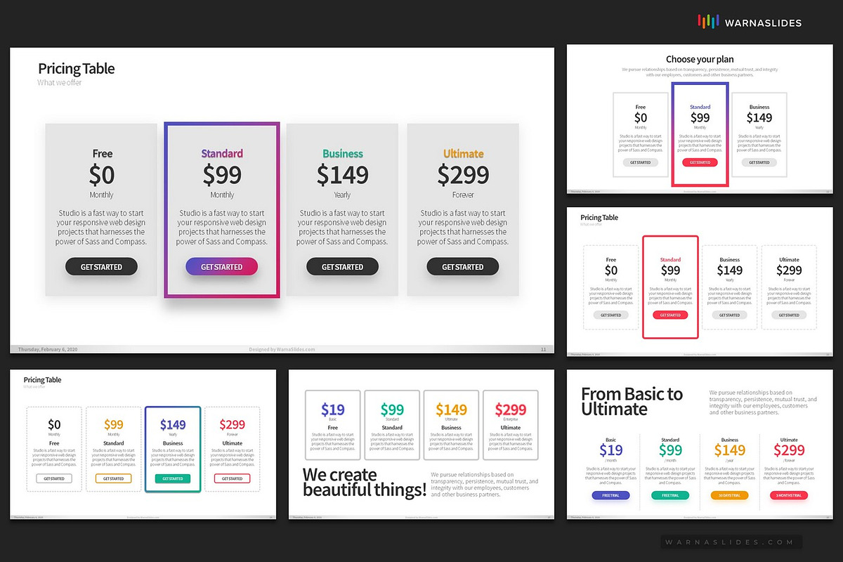 Pricing Table PowerPoint Templates, a Presentation Template by Warna Works (Photo 5 of 10)