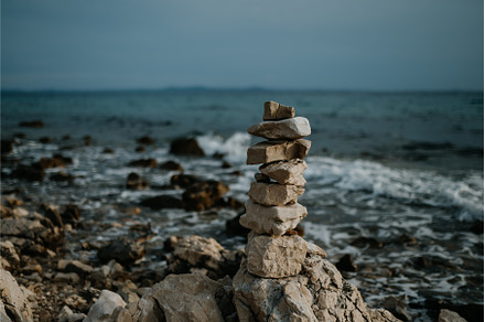 Small cairn from beach rocks, with, a Holiday Photo by HalfPoint