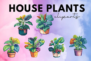 Potted House Plants Clipart Set