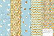 Blue & Mint Gold Foil Digital Papers, a Pattern Graphic by Amanda Ilkov (Thumbnail 4 of 4)
