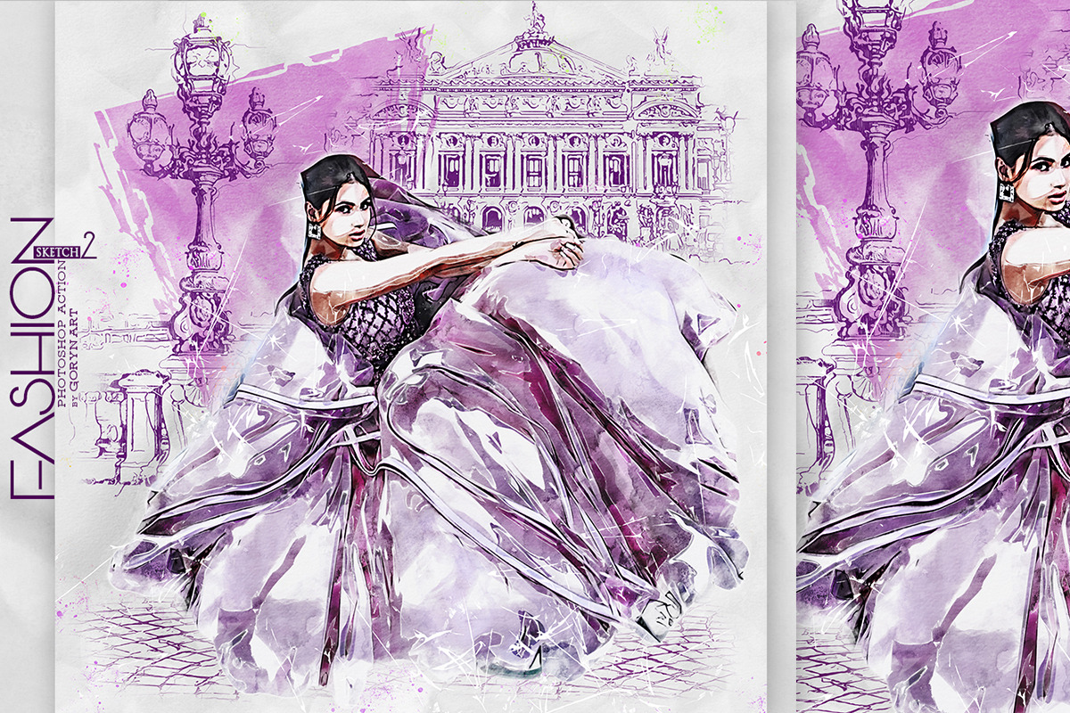 Fashion Sketch 2 Photoshop Action, an Action Add-On by GorynArt (Photo 6 of 11)