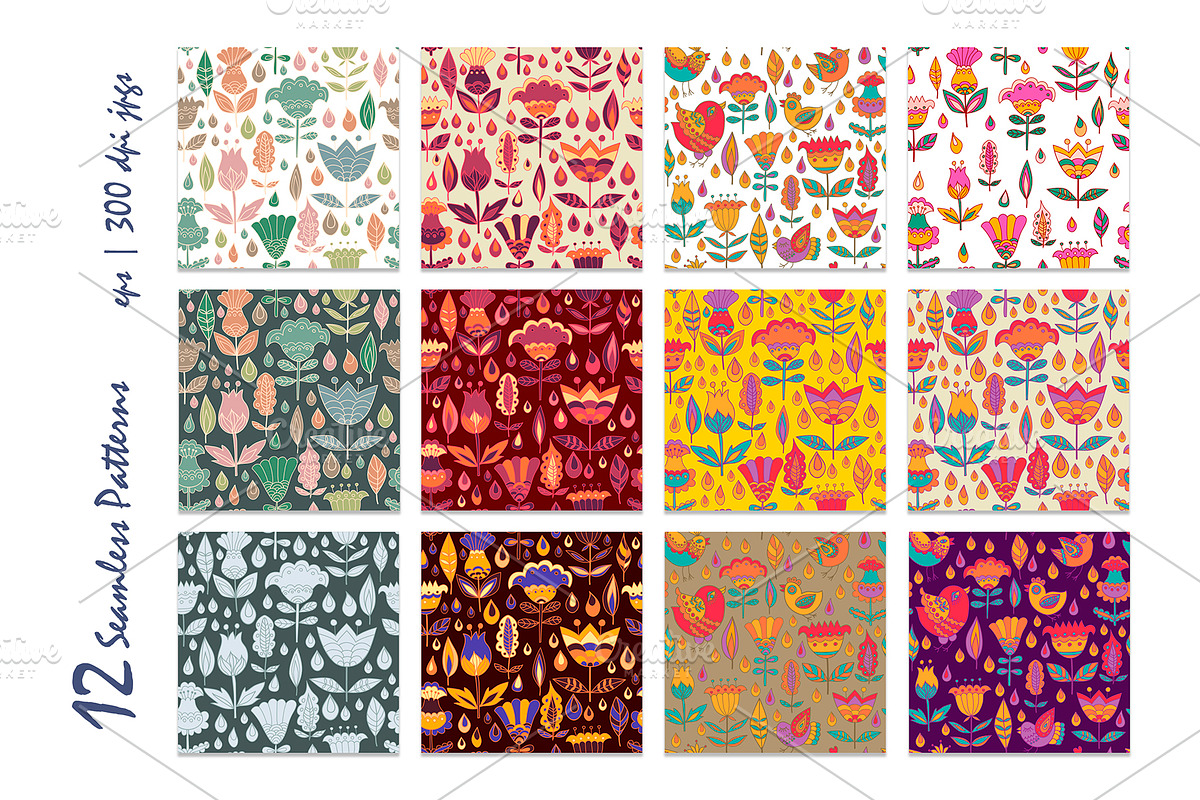 Funful Flower Patterns, a Pattern Graphic by Retro Graphic Box (Photo 2 of 9)