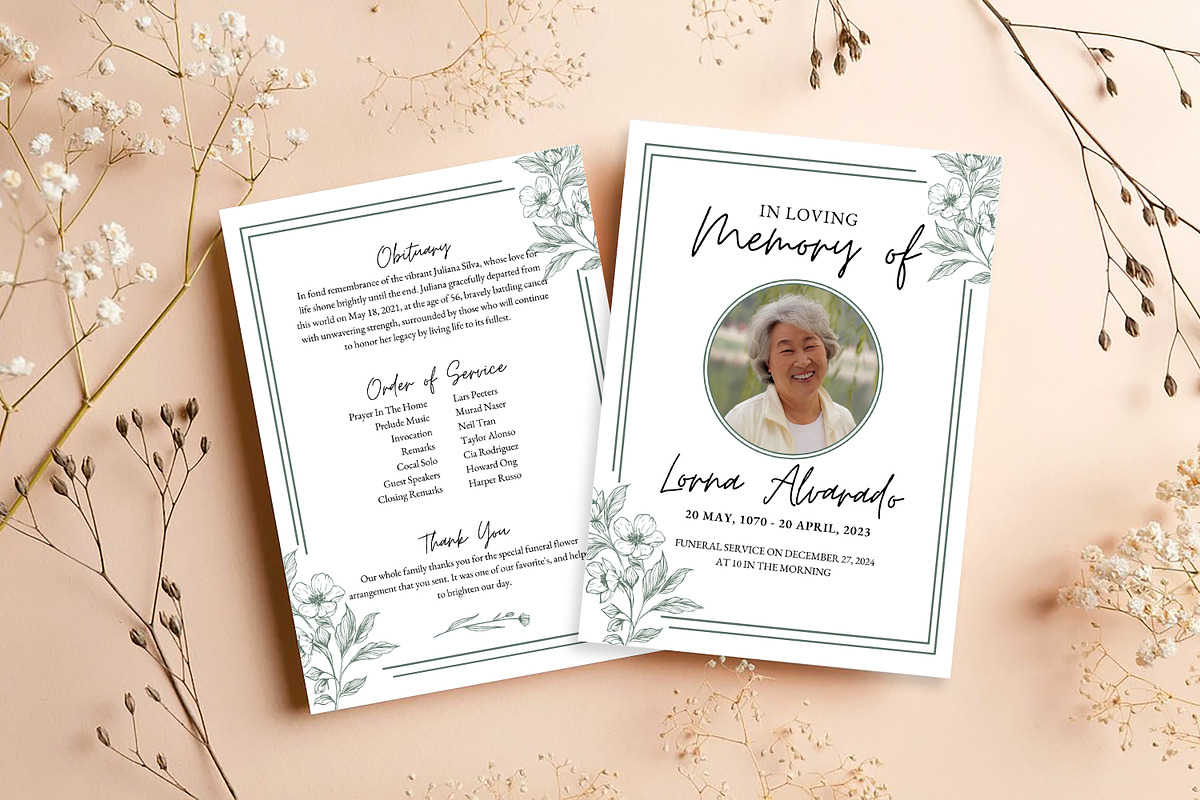 Minimalist Floral Funeral Invitation, an Invitation Template by SmmrDesign (Photo 1 of 8)