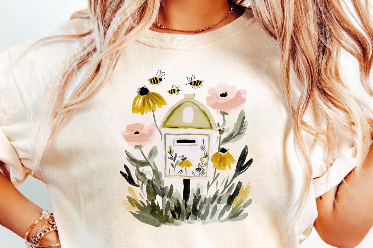 Charming Honey Bee Garden Clipart, an Illustration by DreamCafeArt (Photo 6 of 6)