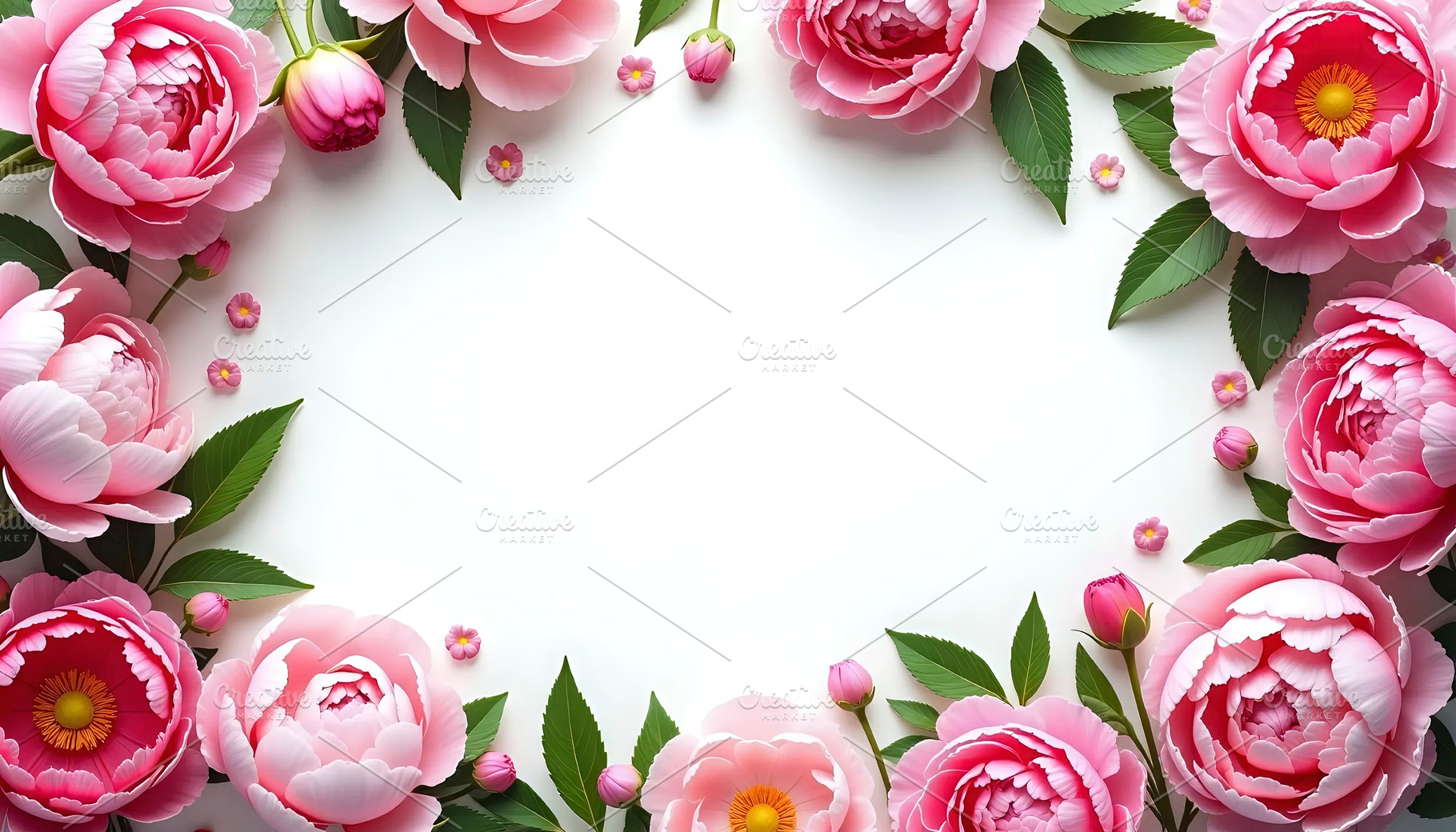 Bright Peonies Frame Background For, a Photo by LOGOCREATIVE