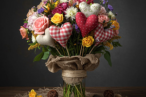 Romantic Bouquet with Fabric Hearts, a Holiday Photo by IrinaCzaran
